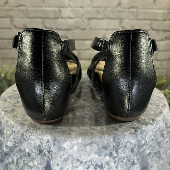 AXXIOM Naomi Black Gladiator Strappy Low Wedge Comfort Sandals WMS 9M🌞EUC🌞 - Picture 4 of 11